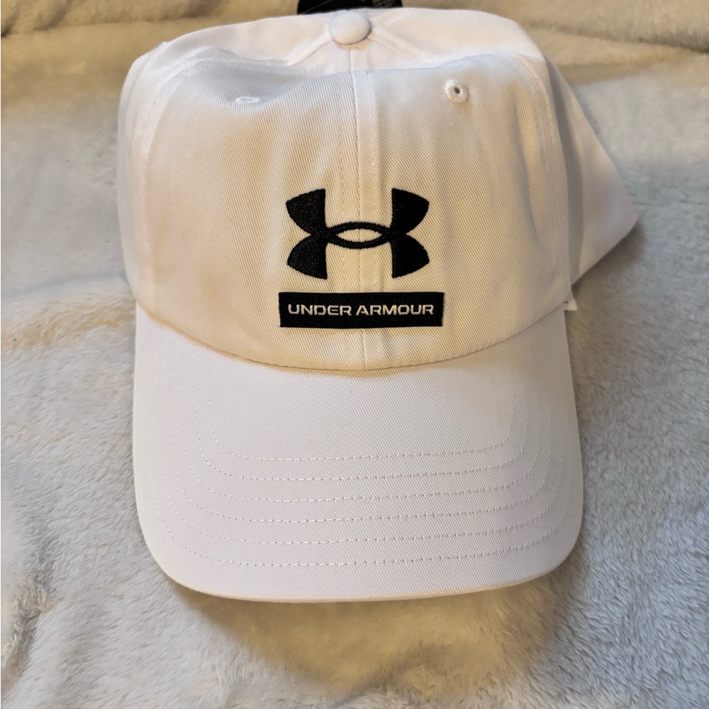 Under Armour White Cap with Black Logo Patch